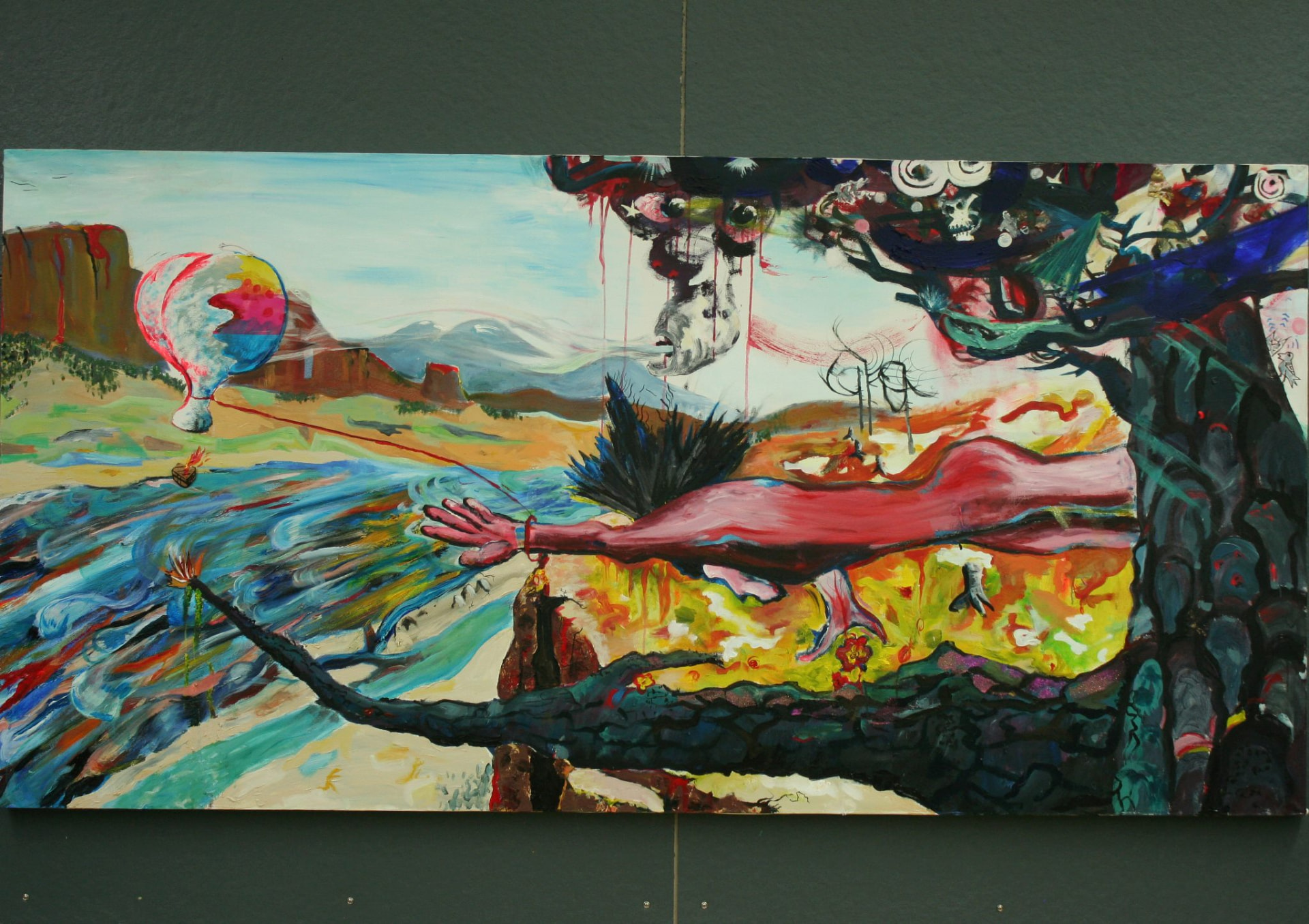 Large surreal abstract landscape with a reclining figure and dreamlike imagery